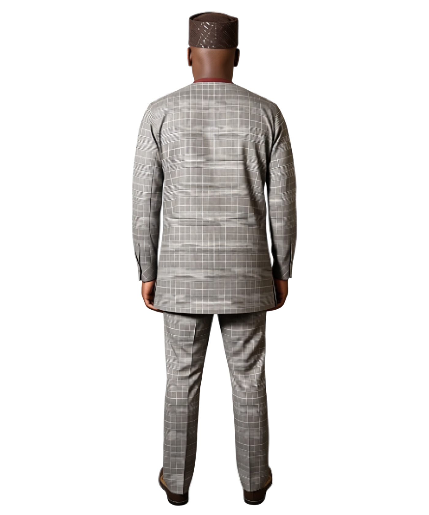 Premium Checked Designer  Mens African Grey Dashiki Checkered Set | MP Collection - Alternative